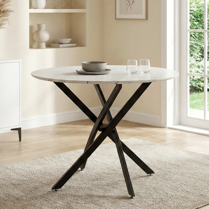 Clarris Marble Pattern Round Dining Table [For 4-6]