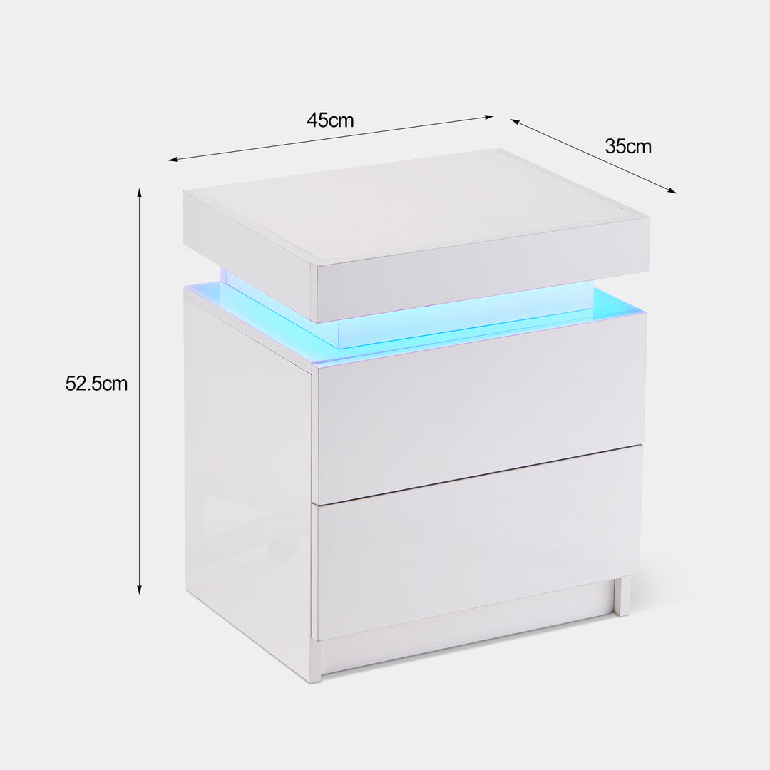 Kumar LED Light Bedside Nightstand [2 Drawers]