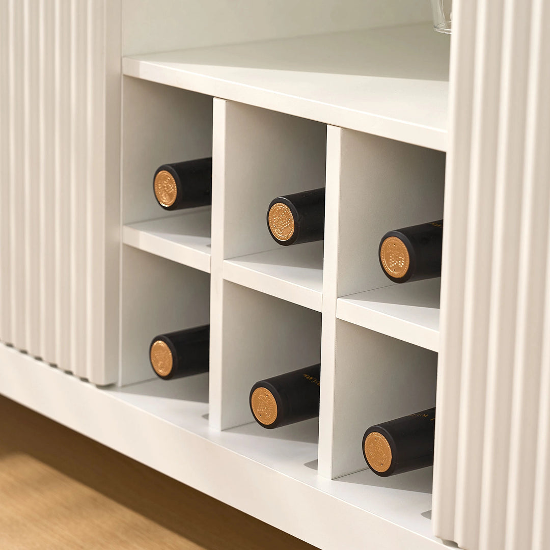 Arden Wine Bar Cabinet wine rack holding 6 bottles of red wine