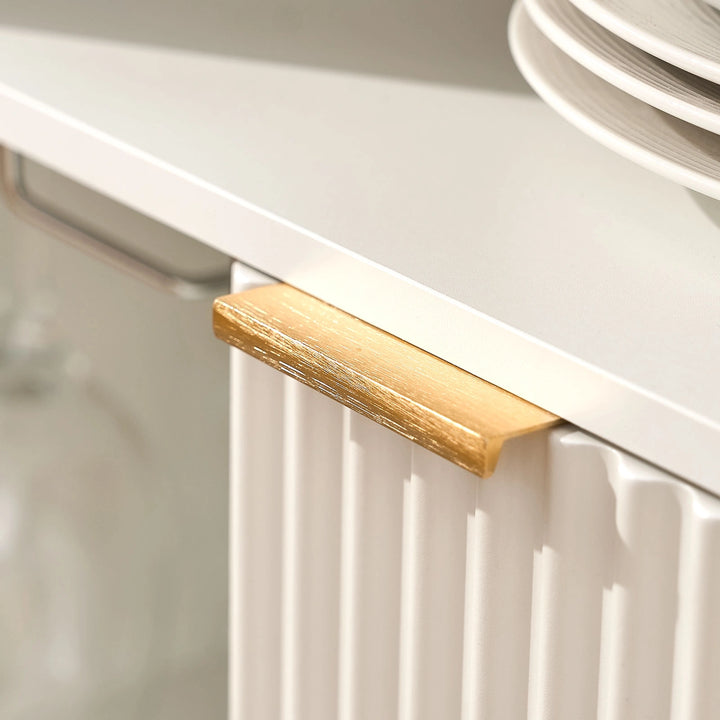 Arden Wine Bar Cabinet gold brushed drawer handles and modern fluted cabinet doors