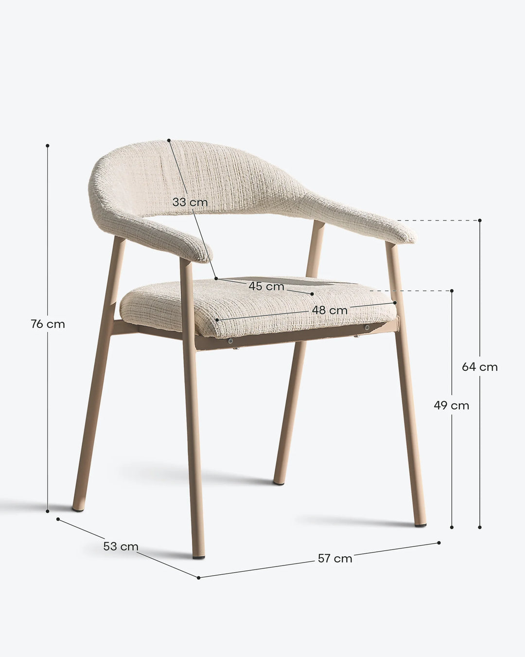 Arlo Dining Chair dimensions with detailed measurements for dining room planning