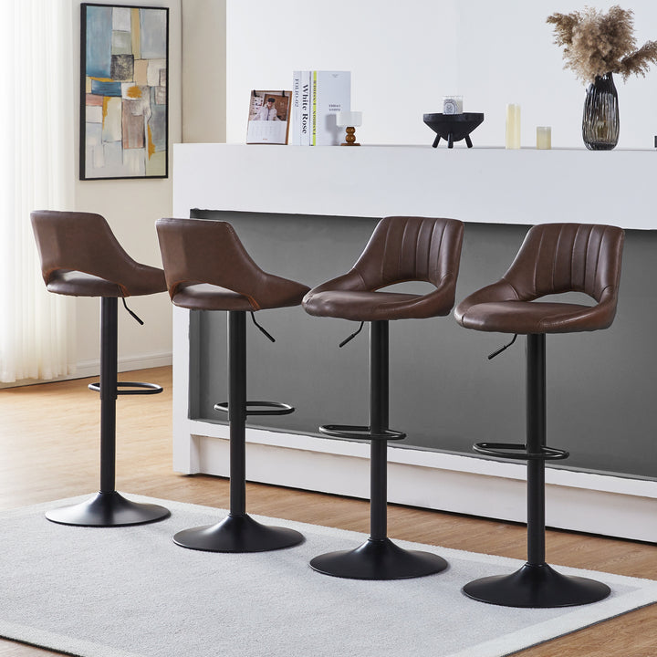 Bastos Swivel Bar Stool [Set of 2] [Height Adjustable] [PU Leather]