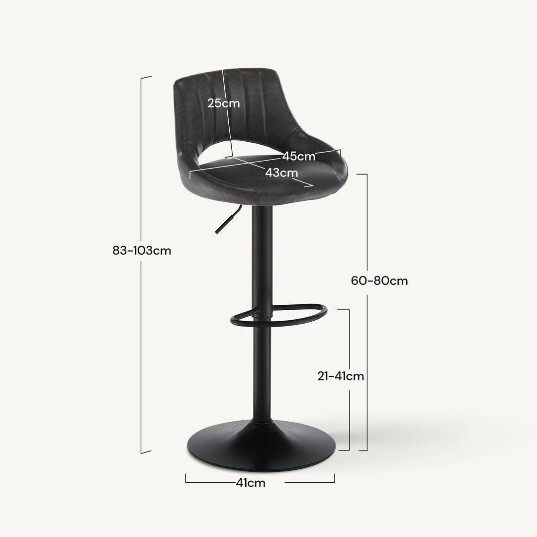 Bastos Swivel Bar Stool [Set of 2] [Height Adjustable] [PU Leather]