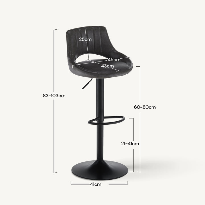 Bastos Swivel Bar Stool [Set of 2] [Height Adjustable] [PU Leather]