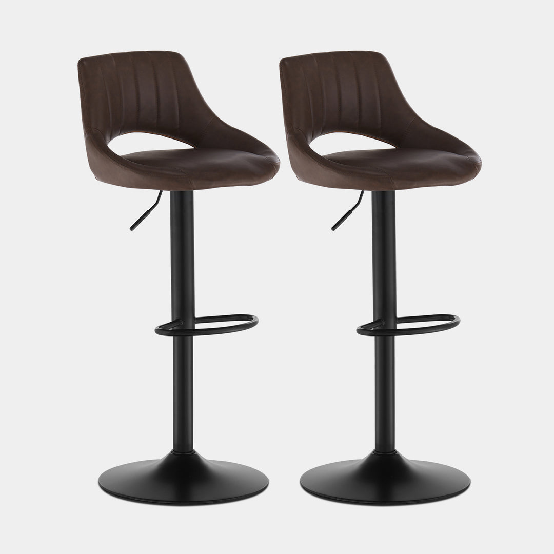 Bastos Swivel Bar Stool [Set of 2] [Height Adjustable] [PU Leather]