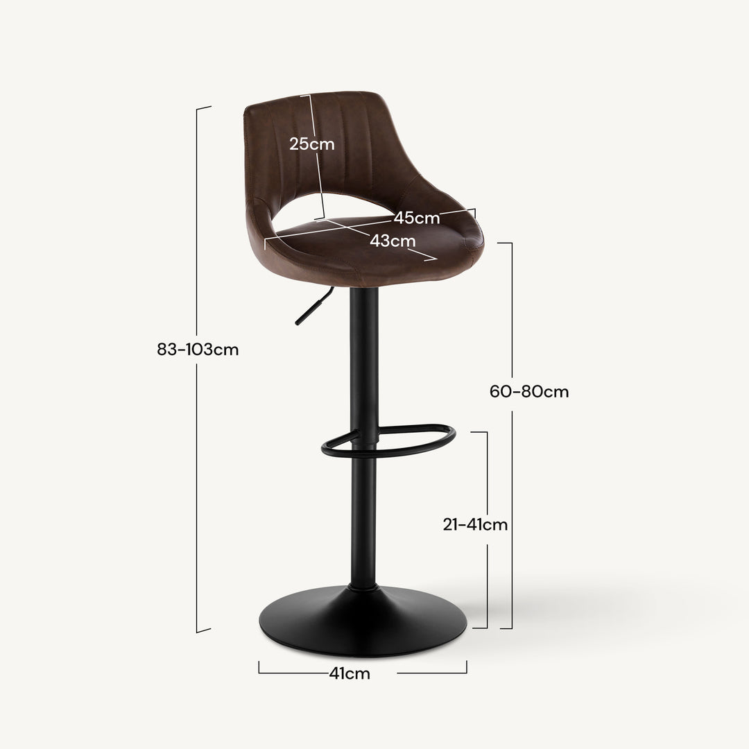 Bastos Swivel Bar Stool [Set of 2] [Height Adjustable] [PU Leather]
