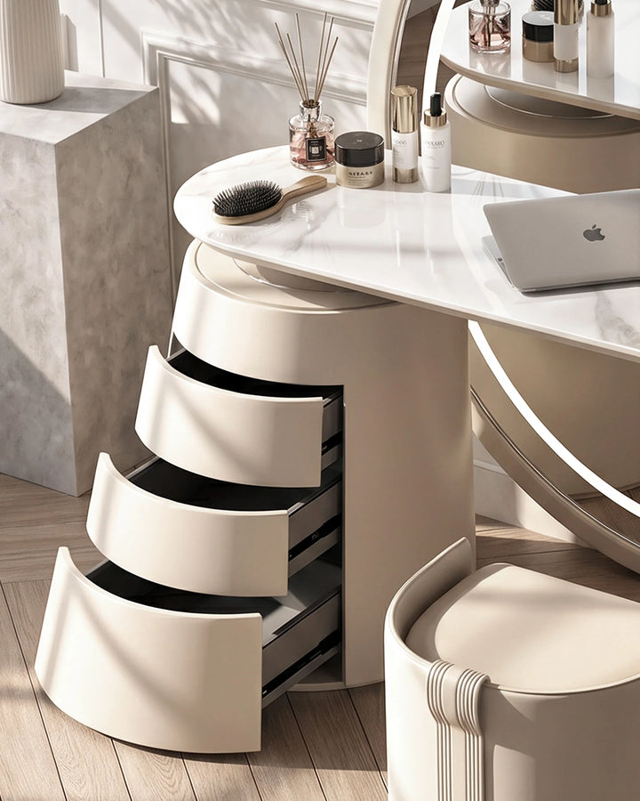 Detailed close-up of Bellano three-drawer storage design.
