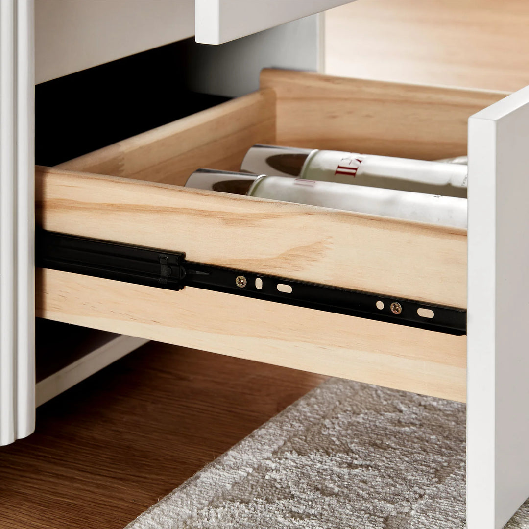 Smooth soft-close drawer runners on the Bexley bedside table