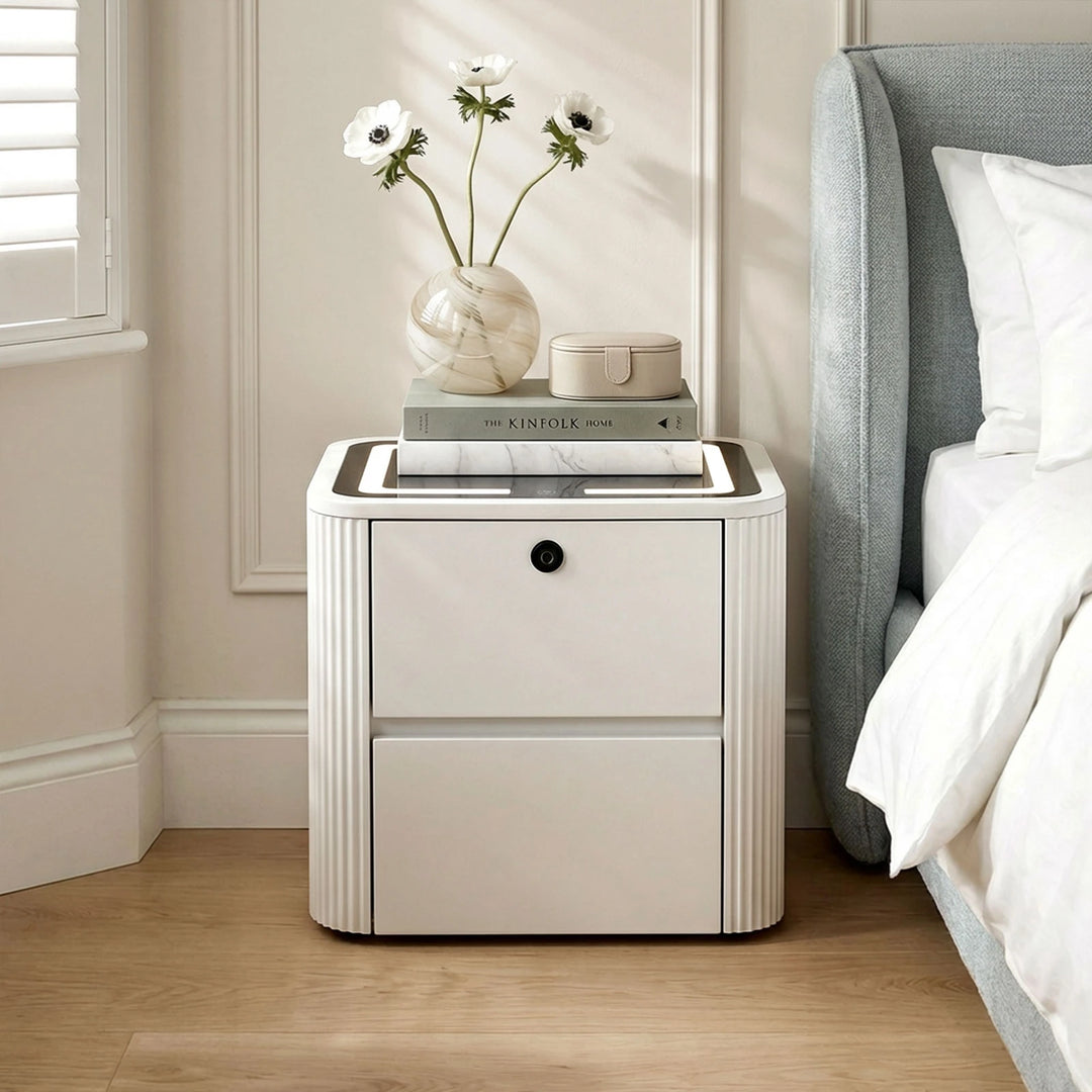 Bexley smart bedside table in a modern bedroom during the day