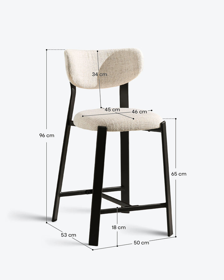 Bramley Black Oak Bar Stool dimensions and measurements for kitchen island seating