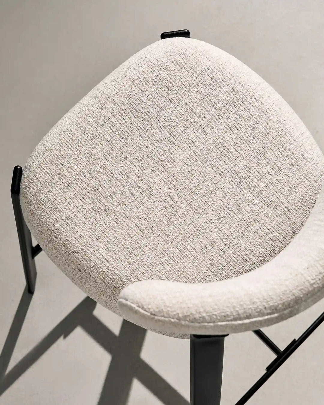 Top view of Bramley Black Oak Bar Stool showing generous seat proportions and linen upholstery
Product Images