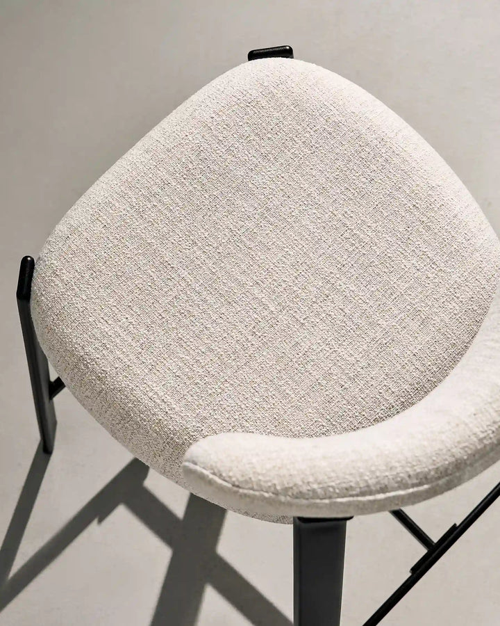 Top view of Bramley Black Oak Bar Stool showing generous seat proportions and linen upholstery
Product Images