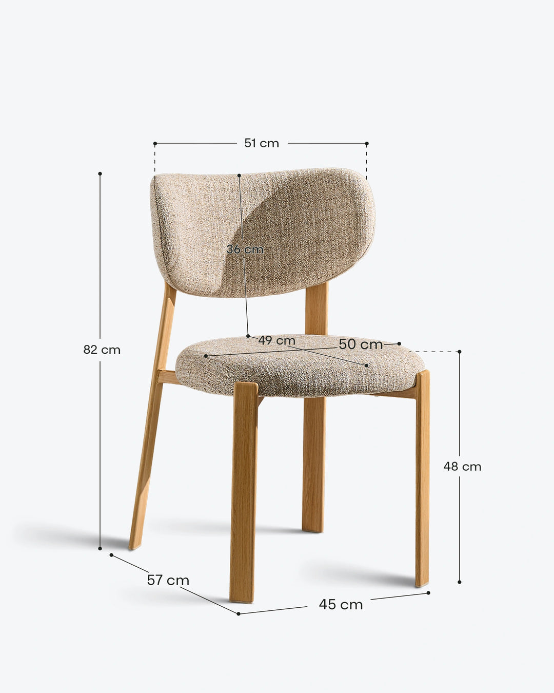 Bramley Rustic Linen Dining Chair dimensions and measurements guide