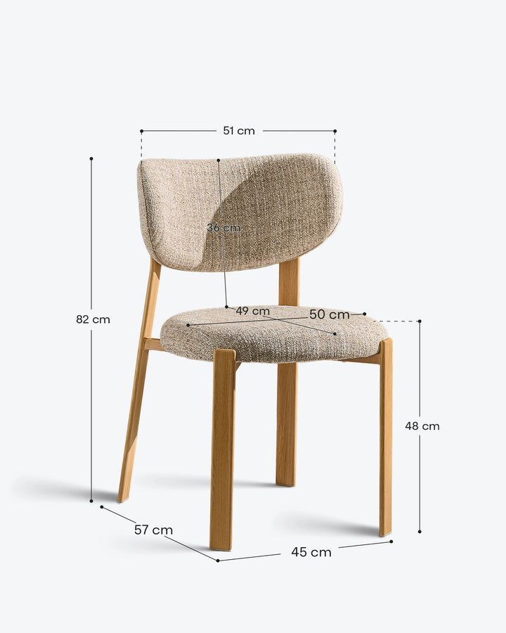 Bramley Rustic Linen Dining Chair dimensions and measurements guide
