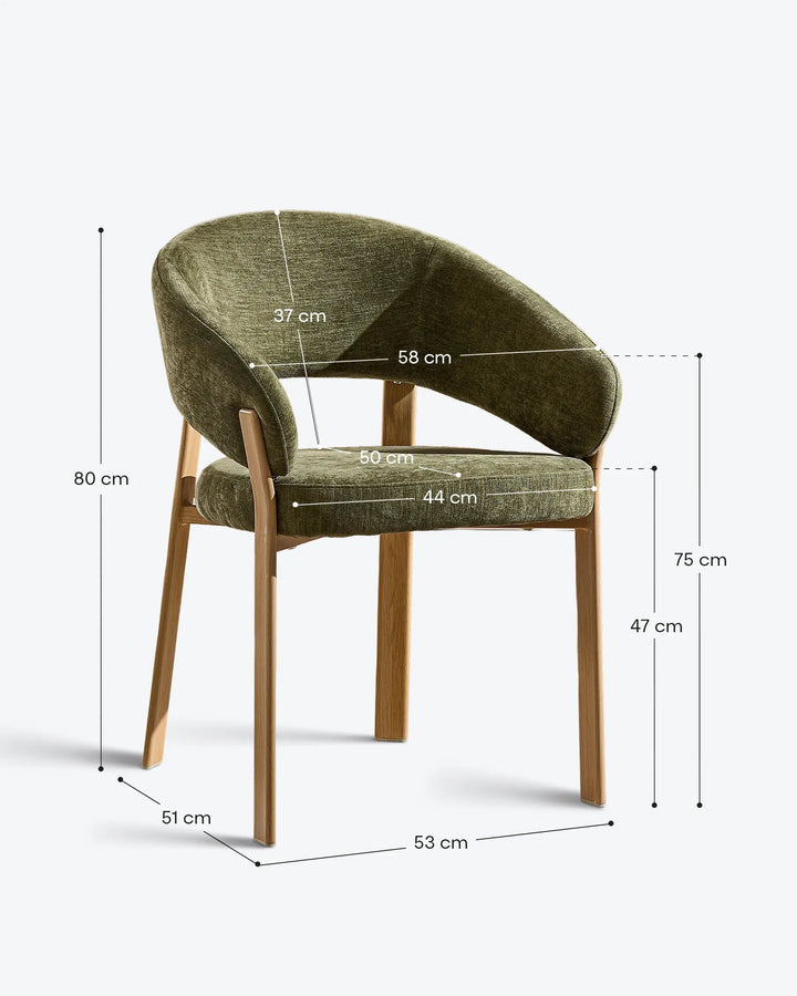 Bramley moss green and oak dining armchair dimensions and measurements guide