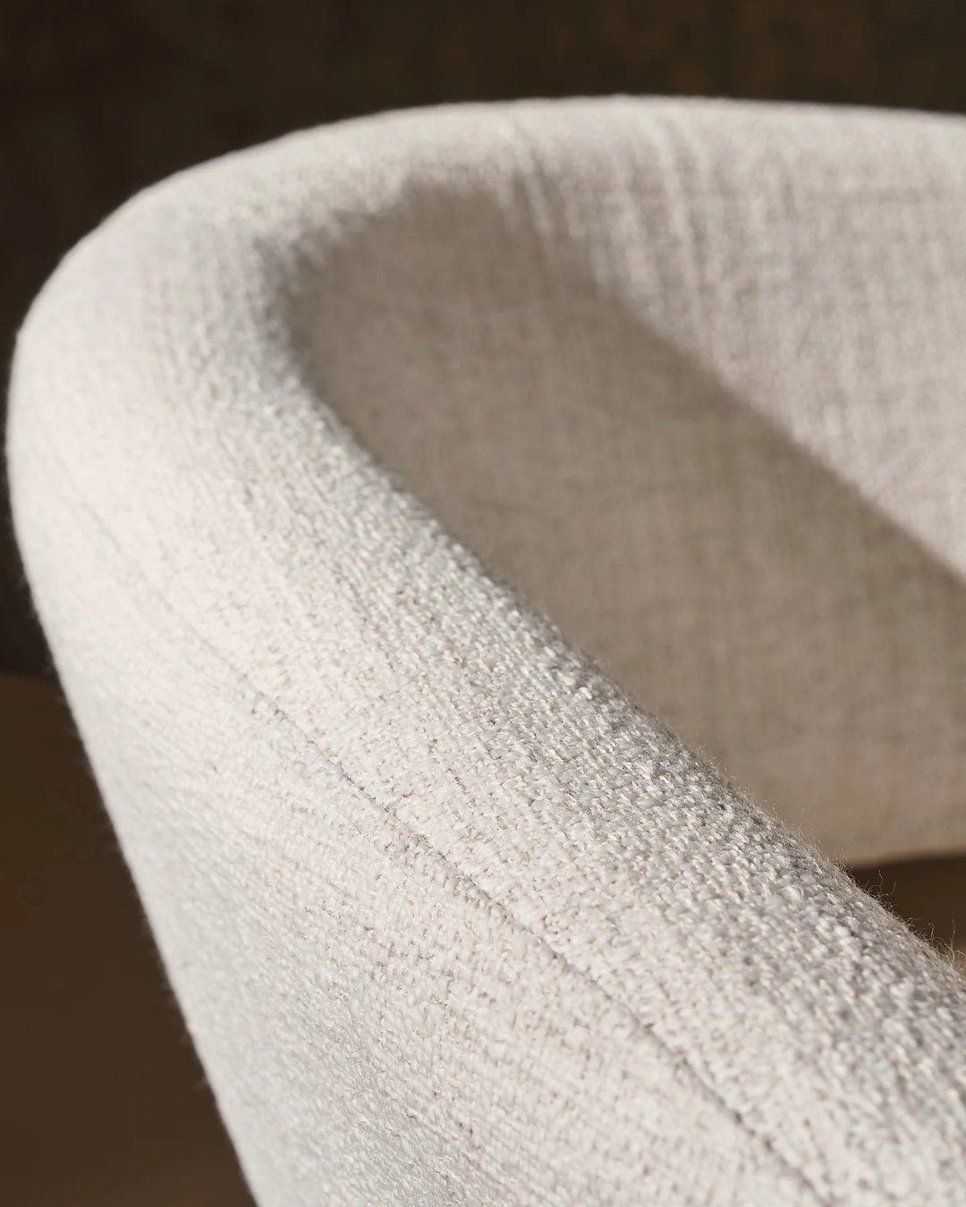 Soft woven fabric upholstery detail of the Bramley Accent Chair