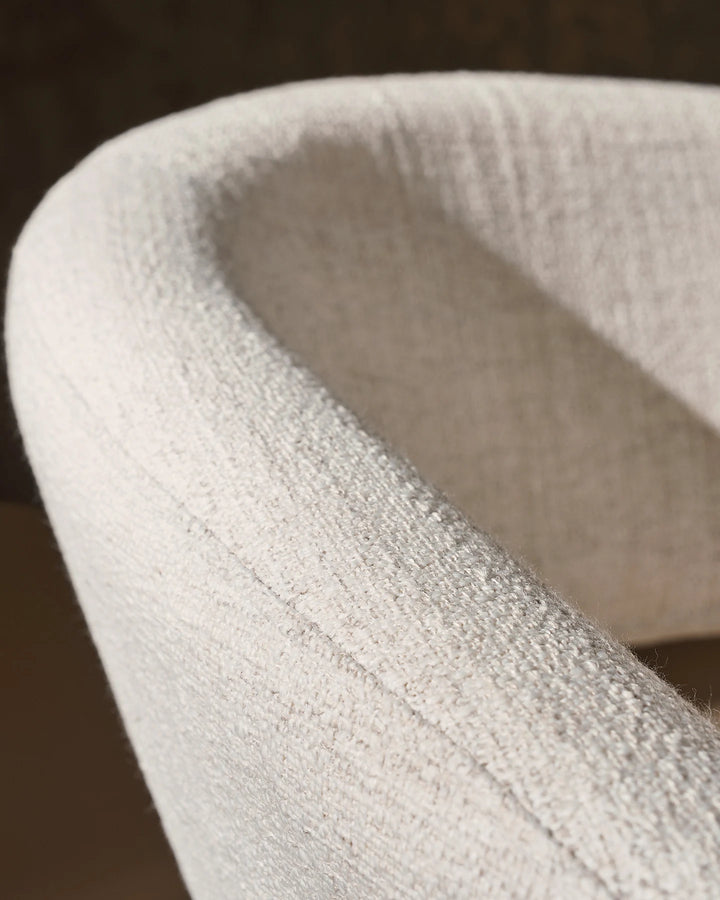 Soft woven fabric upholstery detail of the Bramley Accent Chair