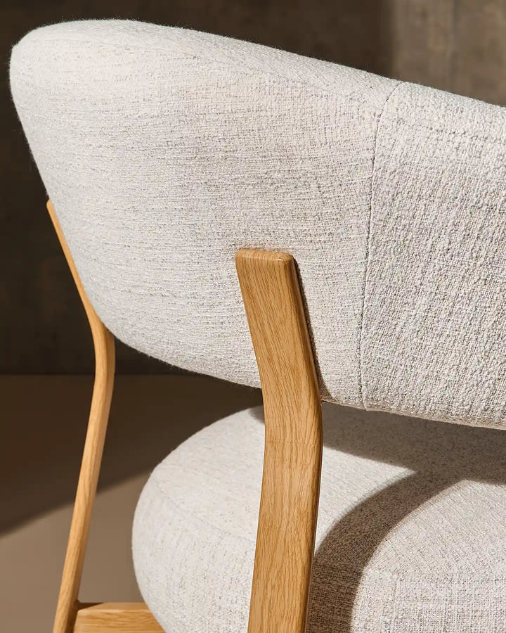 Oak wood leg detail of the Bramley Accent Chair