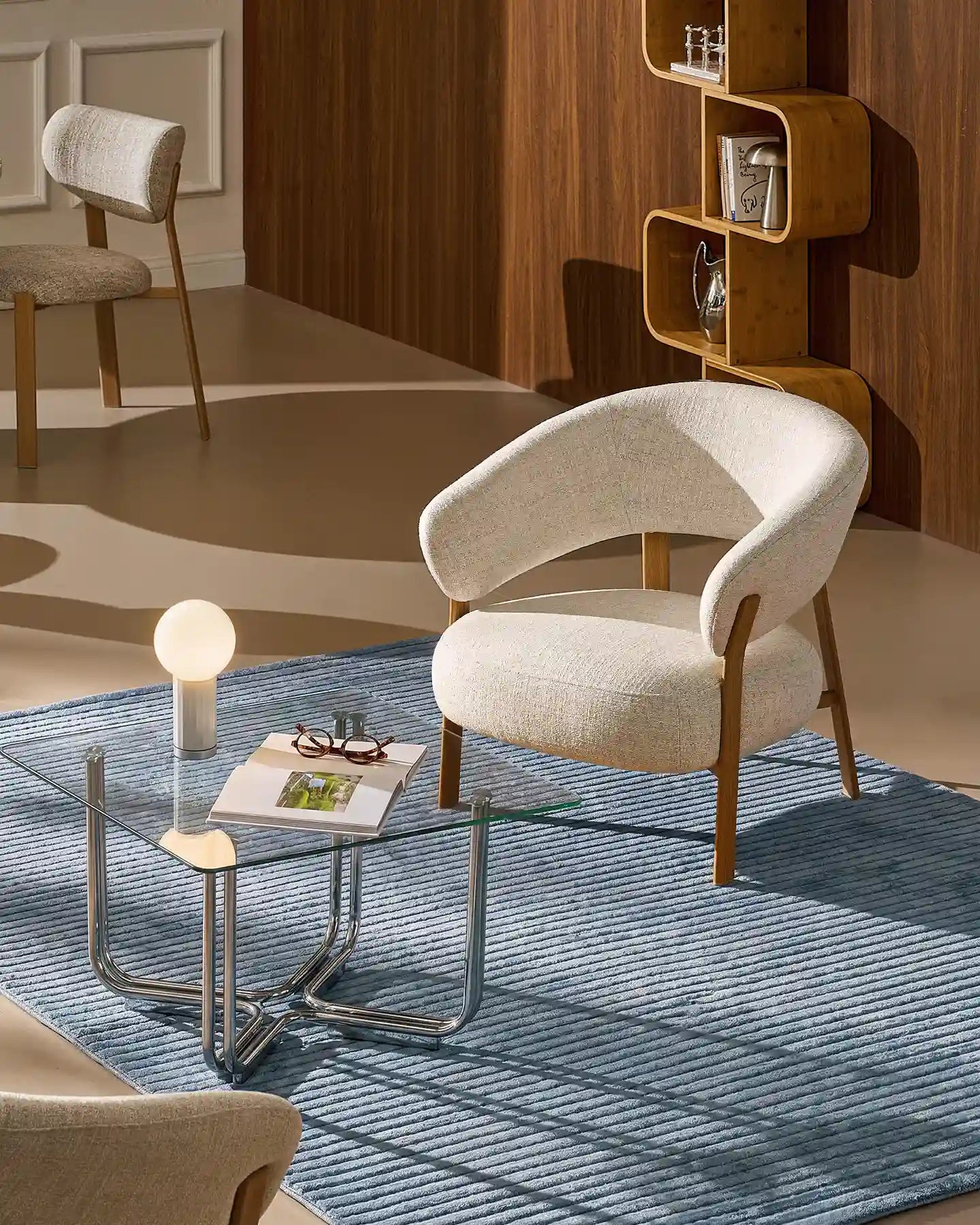 Bramley Accent Chair oak fabric armchair in a cosy home reading corner