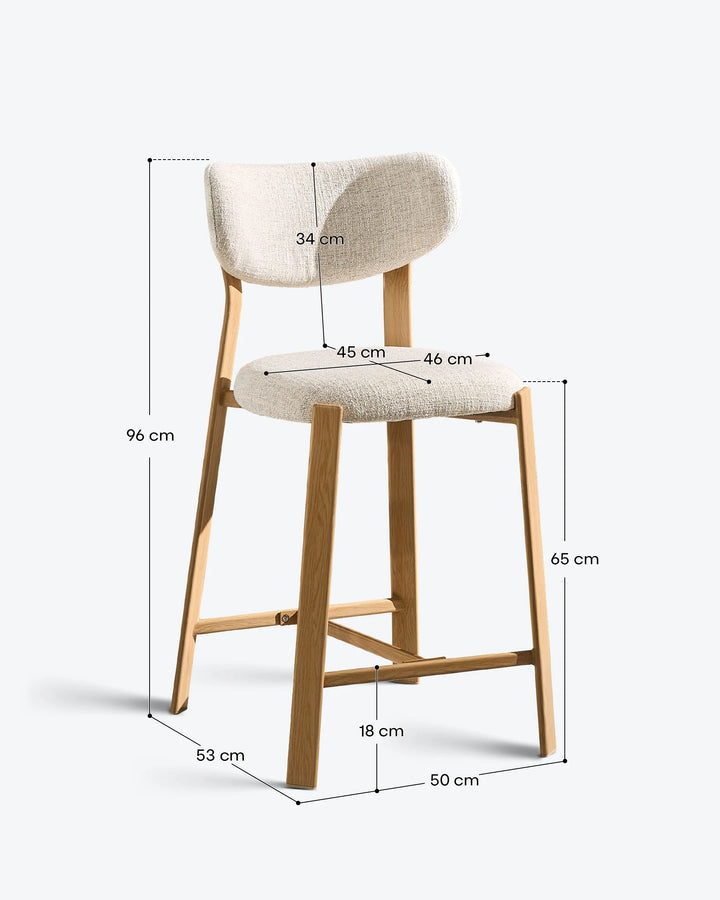 Bramley Oak Bar Stool dimensions and measurements for kitchen island and breakfast bar seating