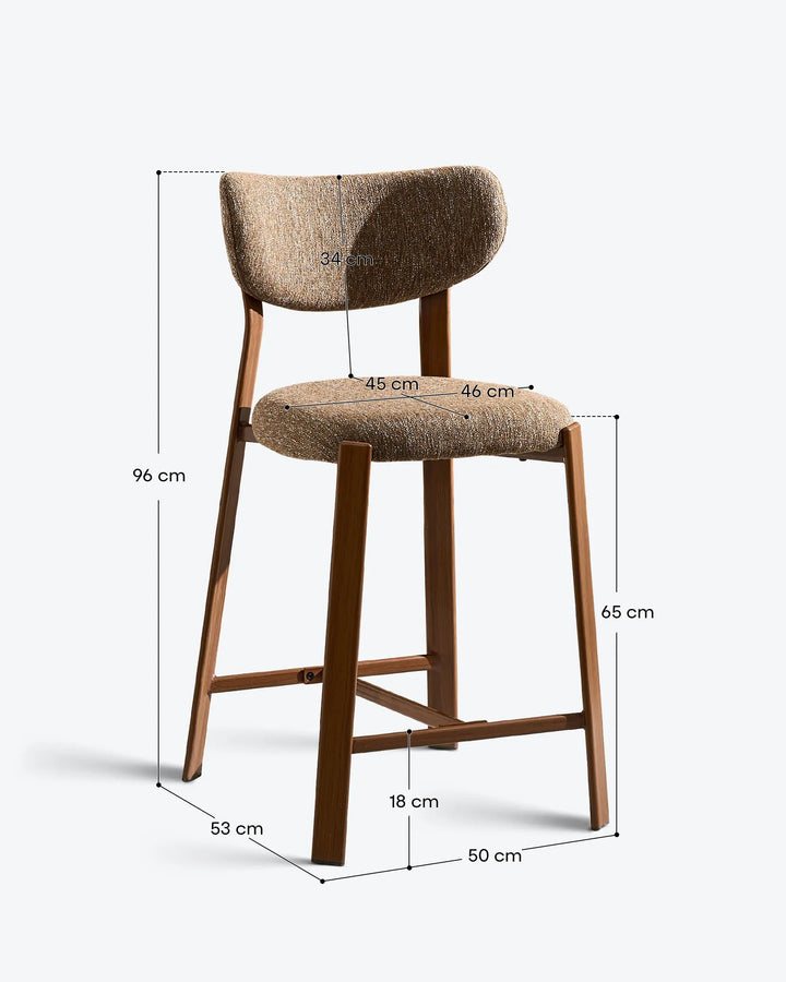 Bramley Walnut Bar Stool dimensions and measurements for kitchen island and breakfast bar seating