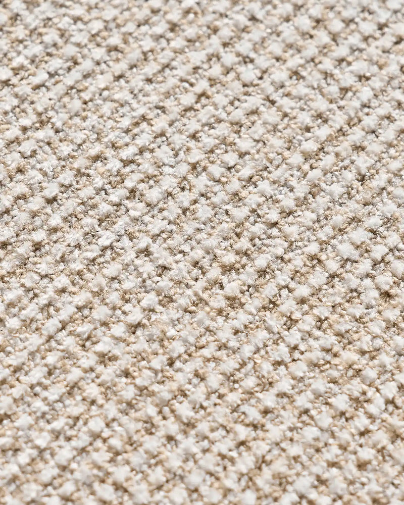 Close-up details of the cream chenille material of the Bramley dining chair