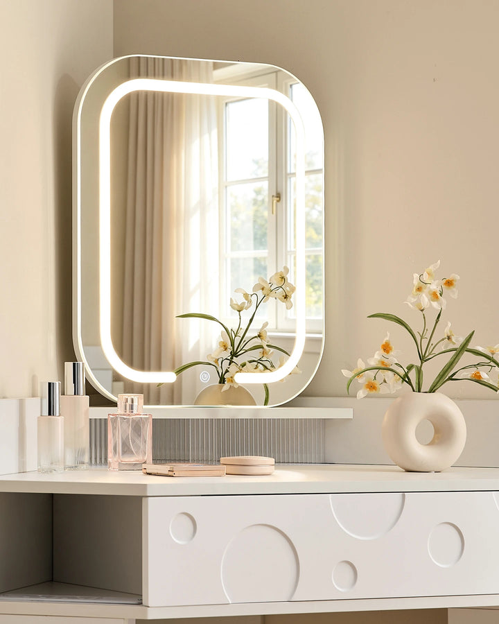 Corner dressing table's LED mirror