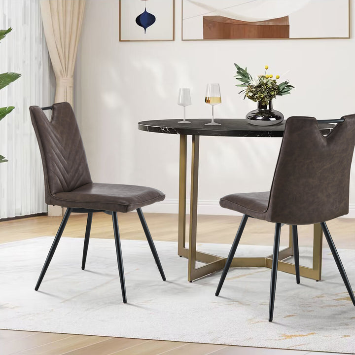 Calais Handle Dining Chair [Set of 2] [Faux Leather]
