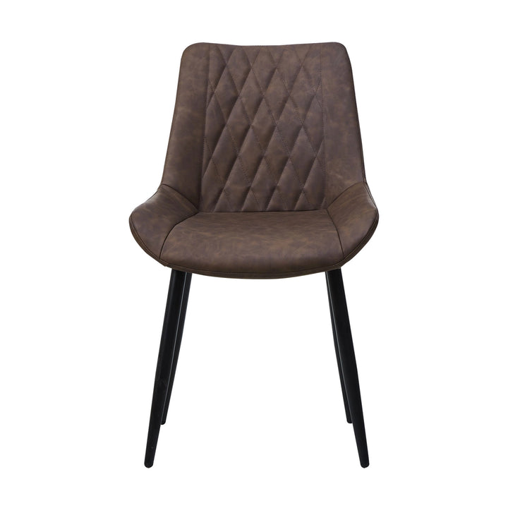 Carl Dining Chair - displaying the front side of a single brown chair, in a white background.