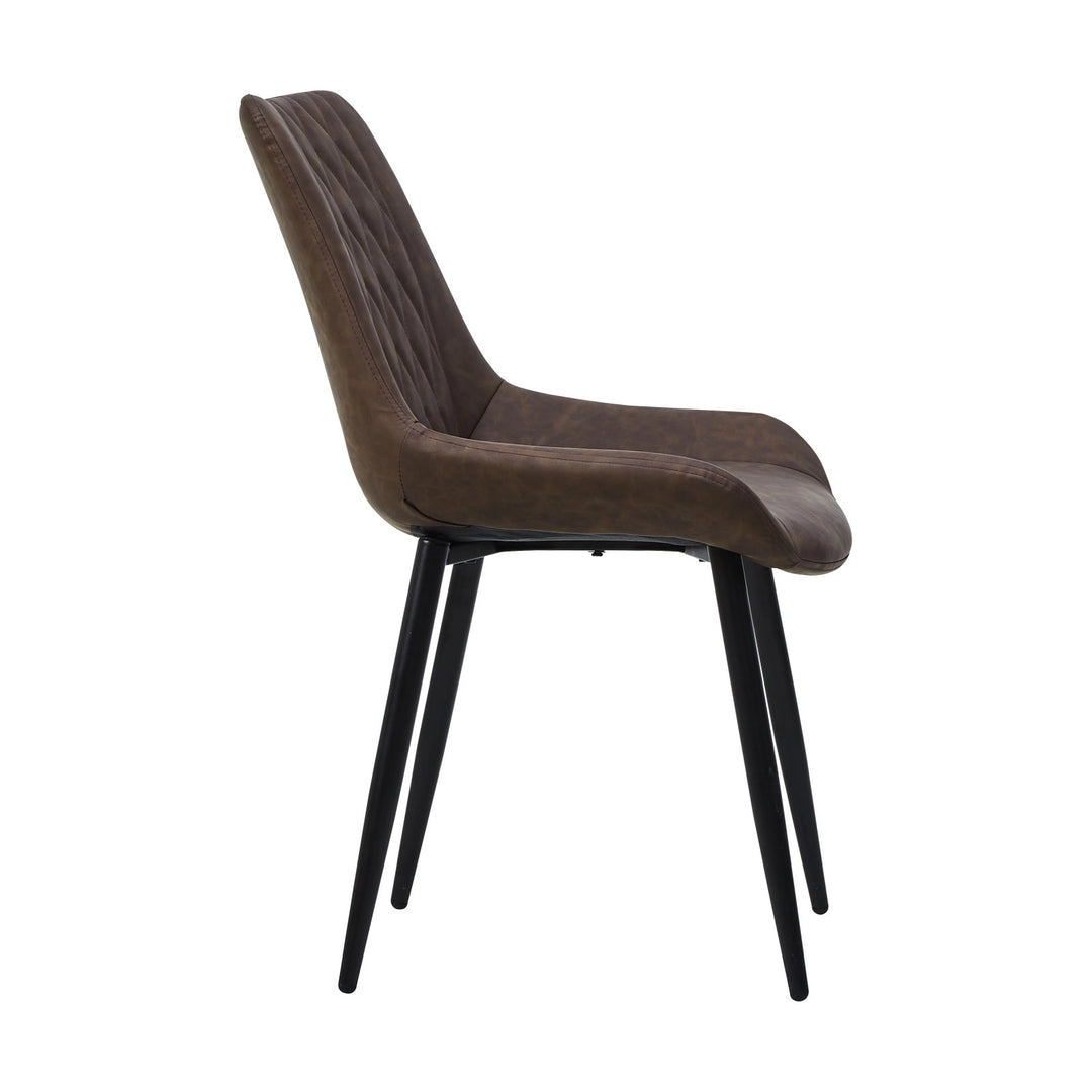 Carl Dining Chair - displaying the left side of a single brown chair, in a white background.