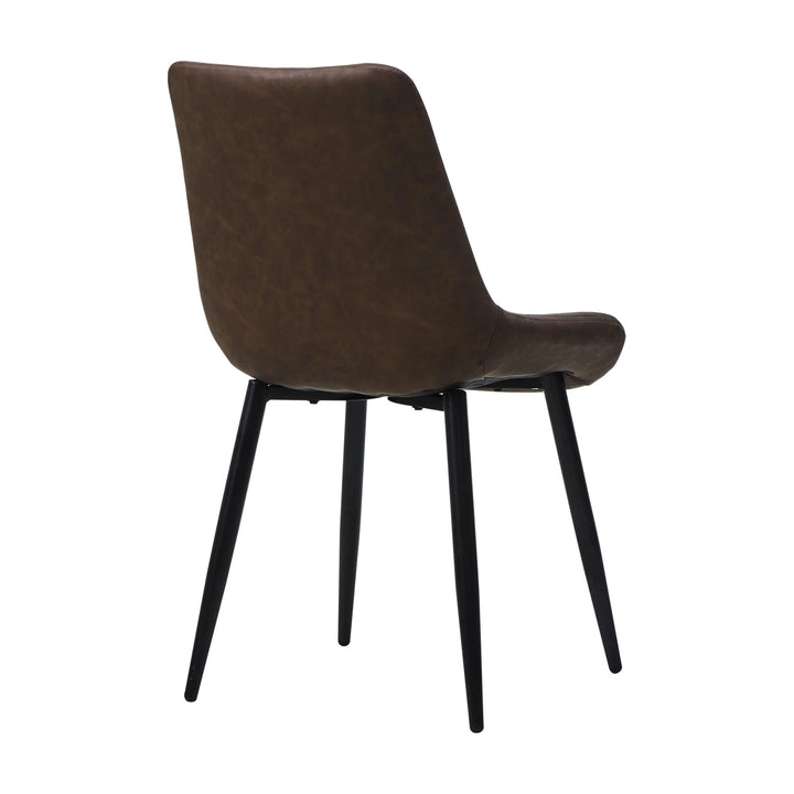 Carl Dining Chair - displaying the back side of a single brown chair, in a white background.