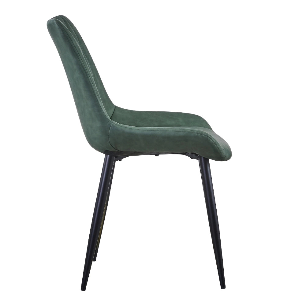 Carl Dining Chair - displaying the left side of a single green chair, in a white background.
