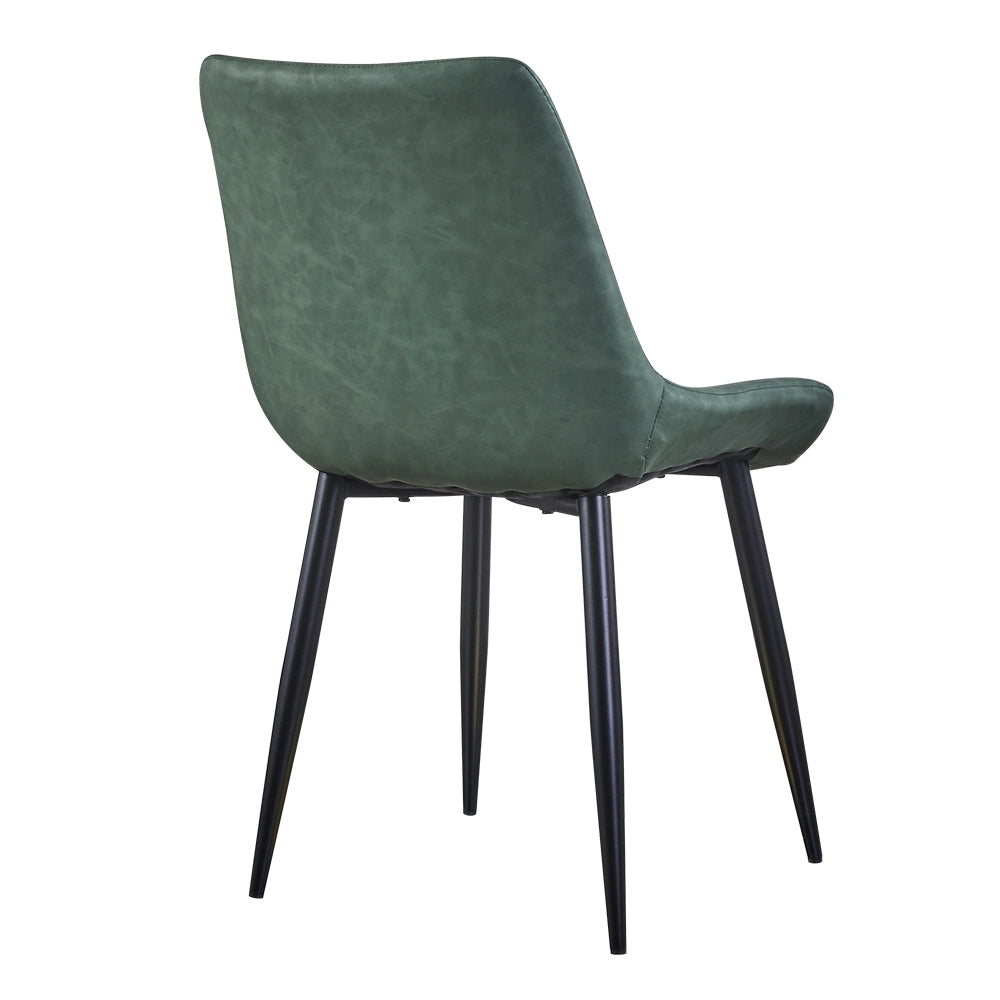 Carl Dining Chair - displaying the back side of a single green chair, in a white background.