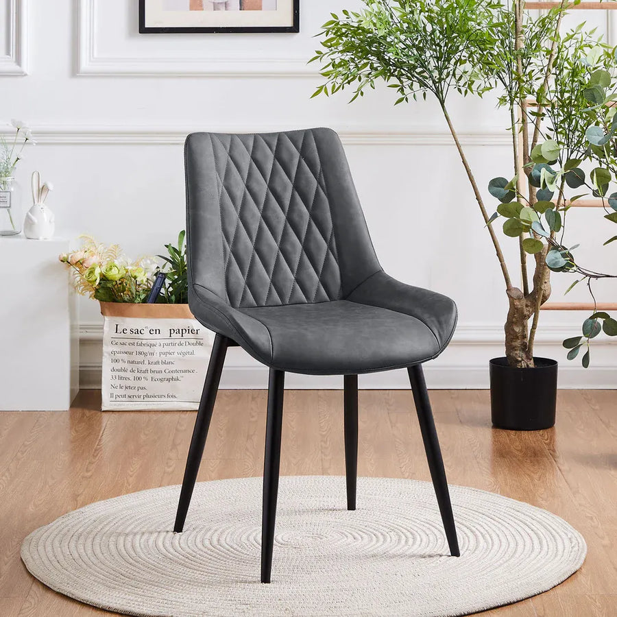 Carl Dining Chairs Set of 2 PU Leather Grey