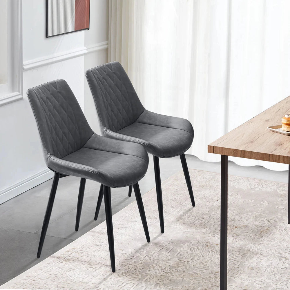 Carl Dining Chairs Set of 2 PU Leather Grey 1