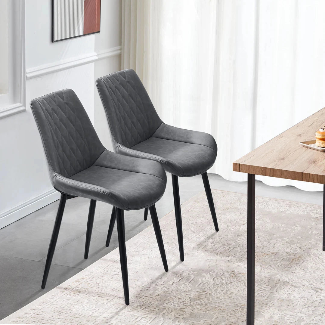 Carl Dining Chairs Set of 2 PU Leather Grey 1