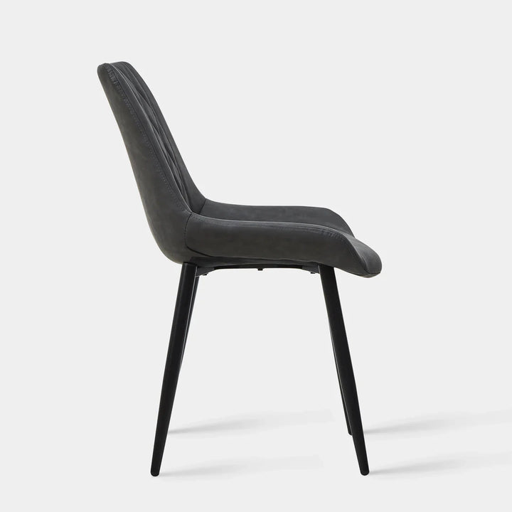 Carl Dining Chairs Set of 2 PU Leather Grey 10