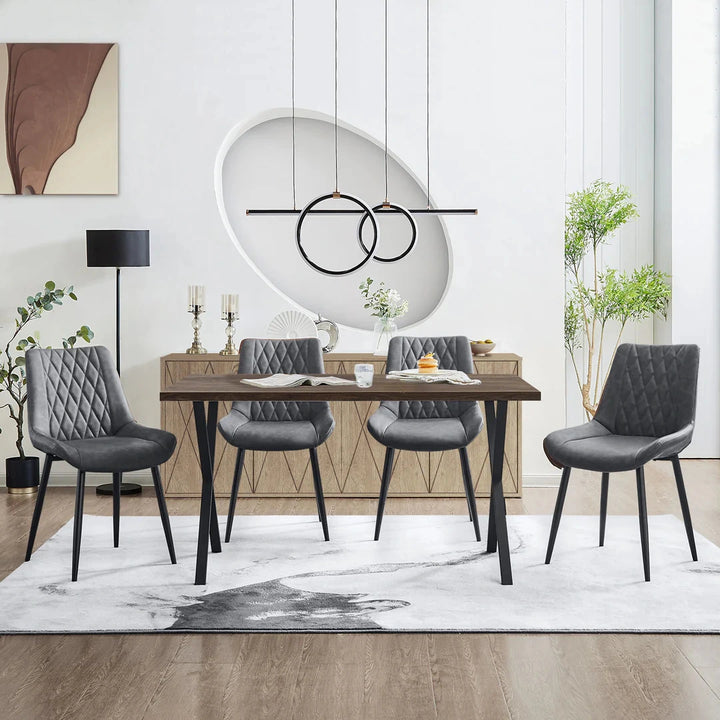 Carl Dining Chairs Set of 2 PU Leather Grey 4