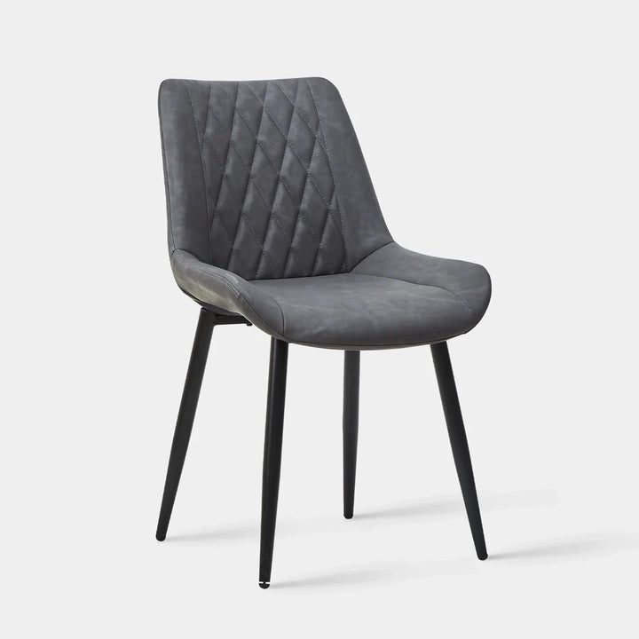 Carl Dining Chairs Set of 2 PU Leather Grey 7
