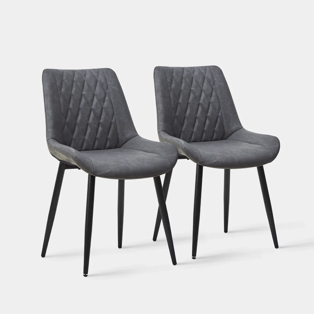 Carl Dining Chairs Set of 2 PU Leather Grey 8