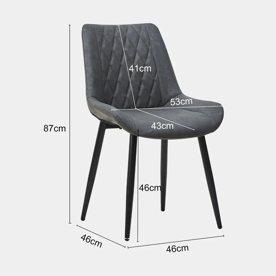 Carl Dining Chairs Set of 2 PU Leather Grey Dimension