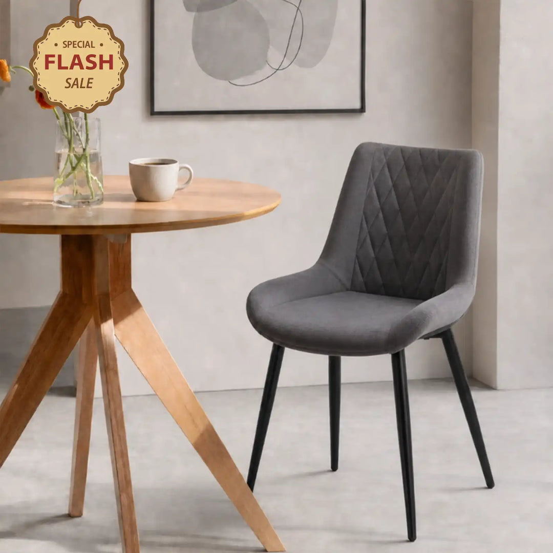 Carl Velvet Dining Chairs with black metal legs