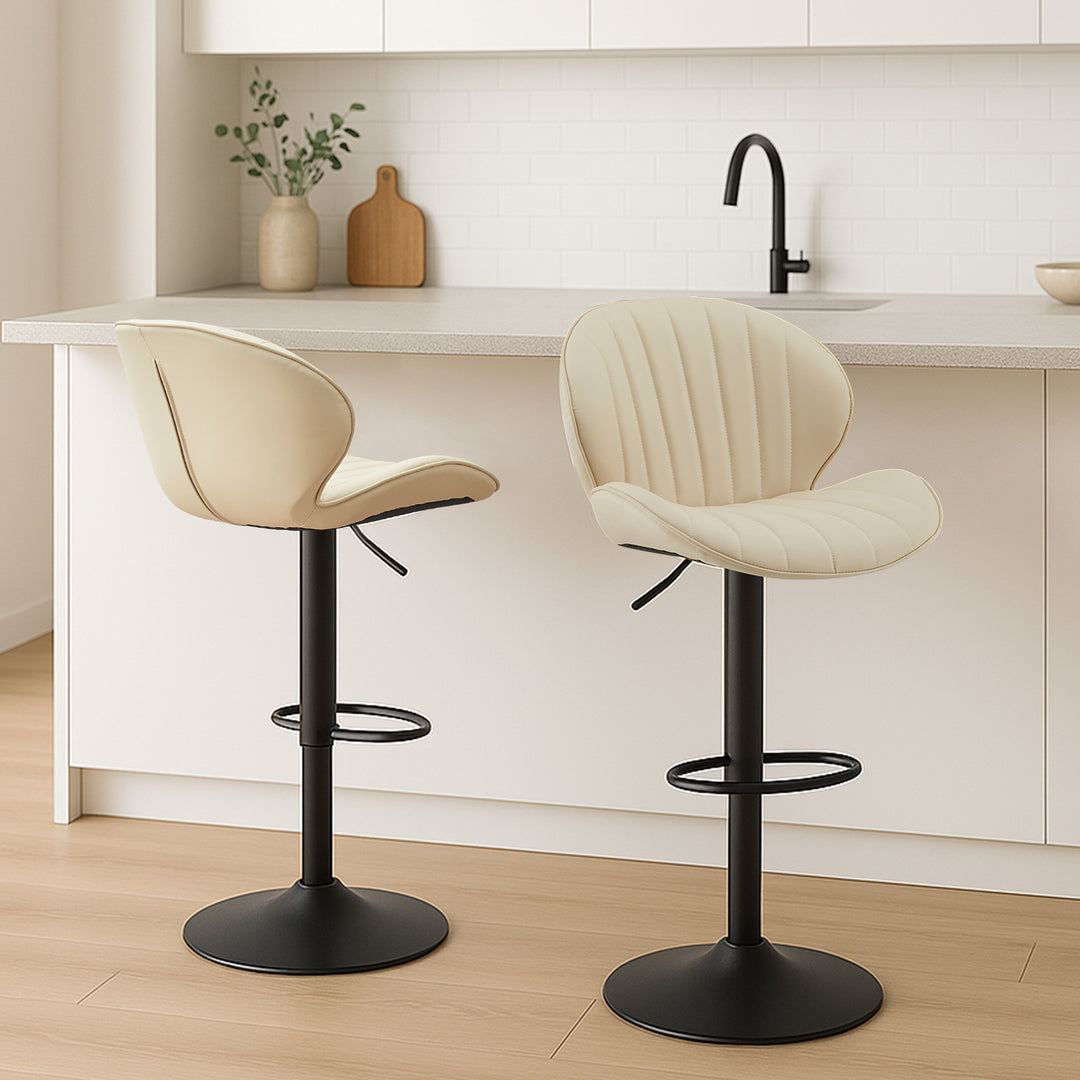 Caryol Swivel Bar Stool [Set of 2] [Height Adjustable] [PU Leather]