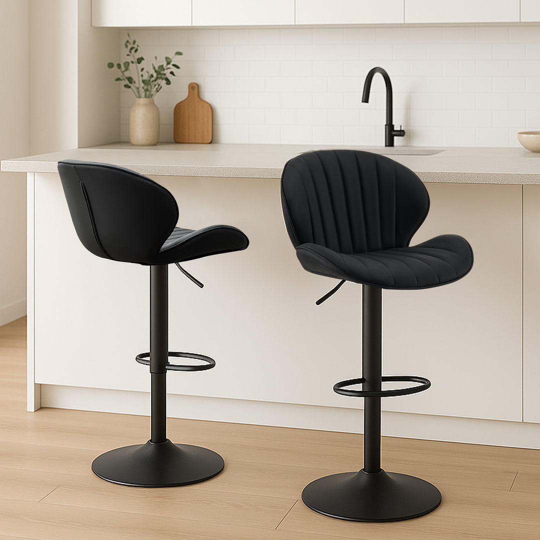 Caryol Swivel Bar Stool [Set of 2] [Height Adjustable] [PU Leather]