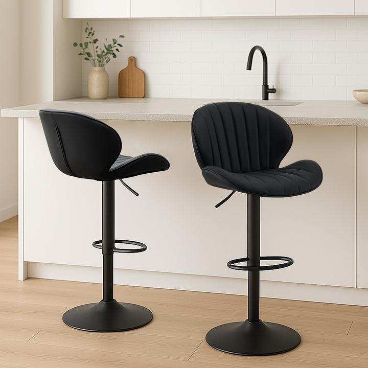 Caryol Swivel Bar Stool [Set of 2] [Height Adjustable] [PU Leather]