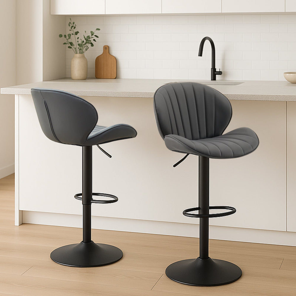 Caryol Swivel Bar Stool [Set of 2] [Height Adjustable] [PU Leather] - Clipop Furniture