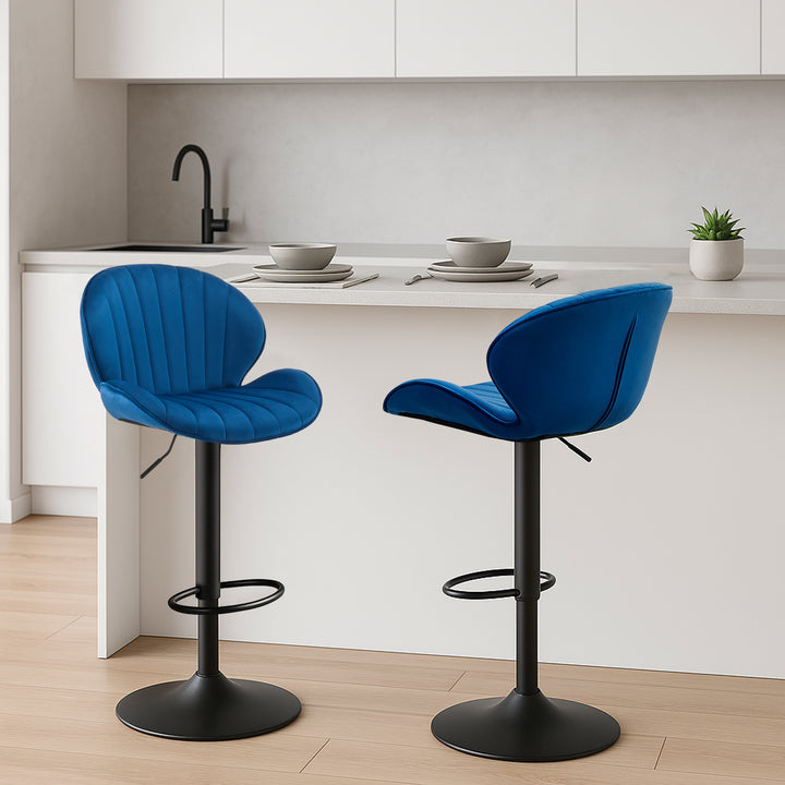 Caryol Swivel Bar Stool [Set of 2] [Height Adjustable] [Velvet]