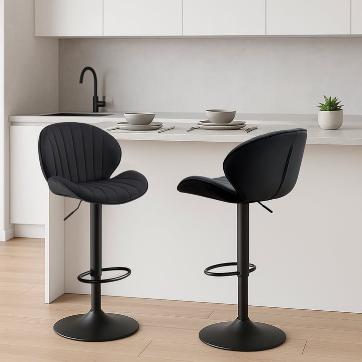 Caryol Swivel Bar Stool [Set of 2] [Height Adjustable] [Velvet]