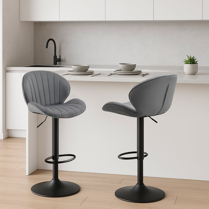 Caryol Swivel Bar Stool [Set of 2] [Height Adjustable] [Velvet]
