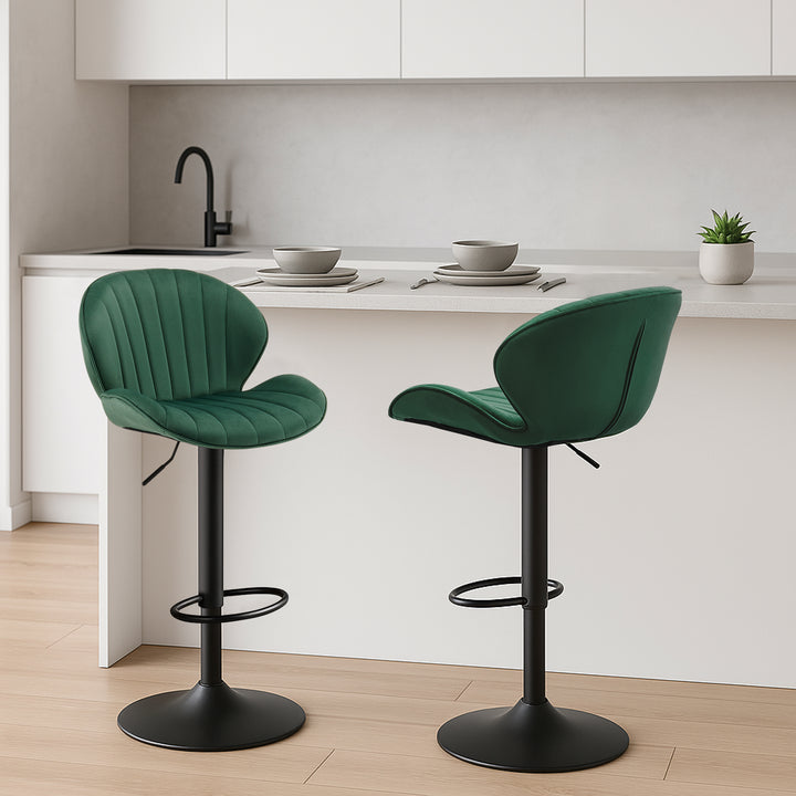 Caryol Swivel Bar Stool [Set of 2] [Height Adjustable] [Velvet]